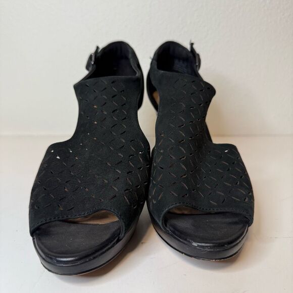 Clark’s Jenness Energy Platform Cutout Peep Toe Heeled Sandals Size 8.5 - Picture 2 of 10